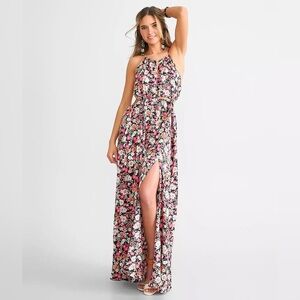 HYFVE Woven Floral Cut-Out Maxi Dress SIZE LARGE NWT
